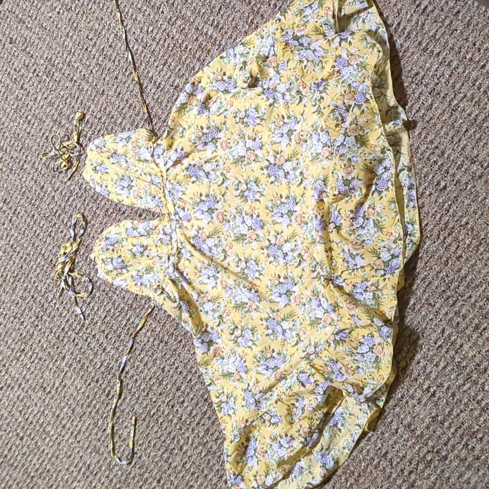 Backless Shein Halter Dress Yellow